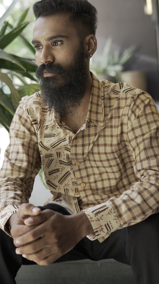 anka Mixed of print and stripped Shirt3-