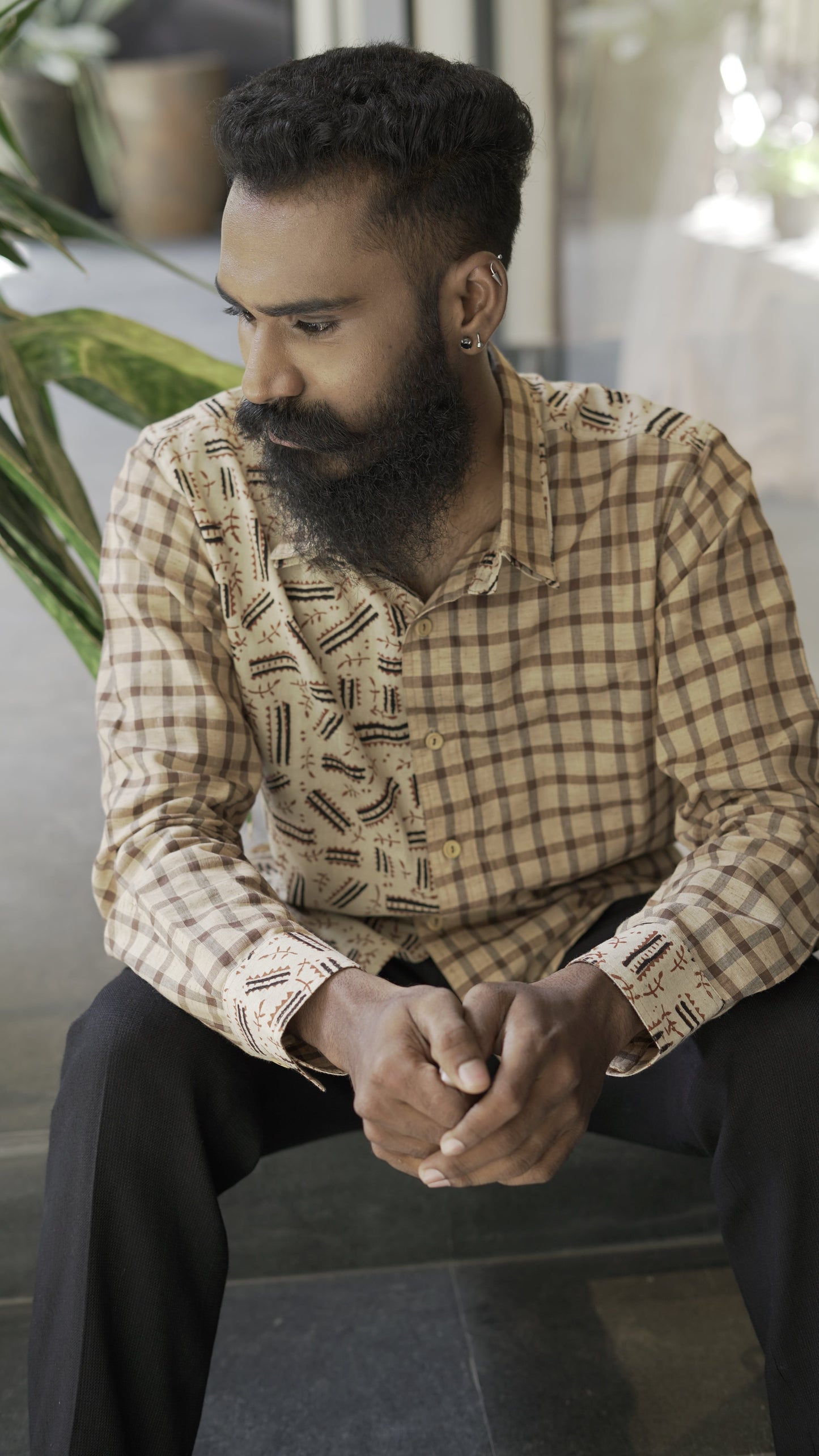 anka Mixed of print and stripped Shirt1-