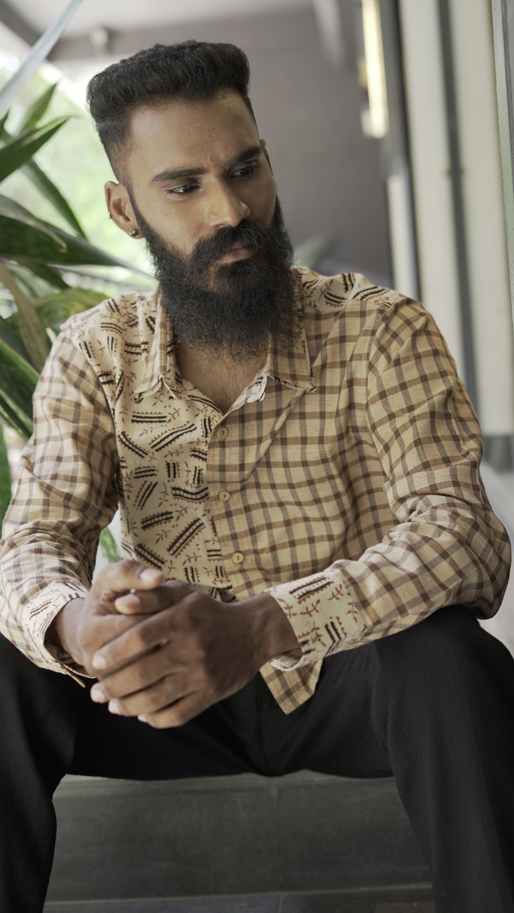 anka Mixed of print and stripped Shirt4-